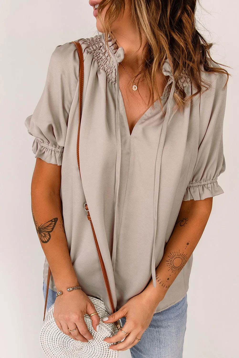 Flirty with Flounce Sleeves Blouse