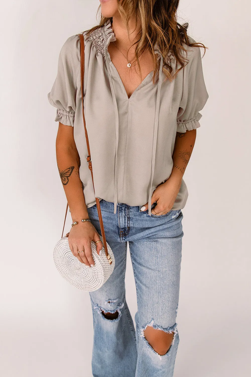 Flirty with Flounce Sleeves Blouse