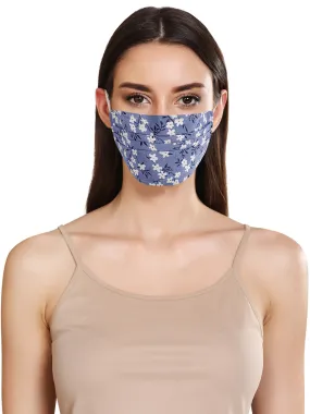 Floral Ditsy Print Layered Face Mask With Front Pleats