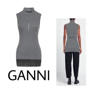 Ganni  |Wool Sleeveless Street Style Tanks & Camisoles