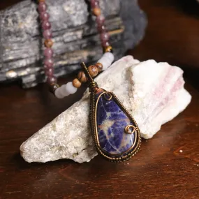 Handmade Beaded Gemstone Necklace~ Sodalite Pendant~ EMF Harmonizing and Radiation Blocking Properties