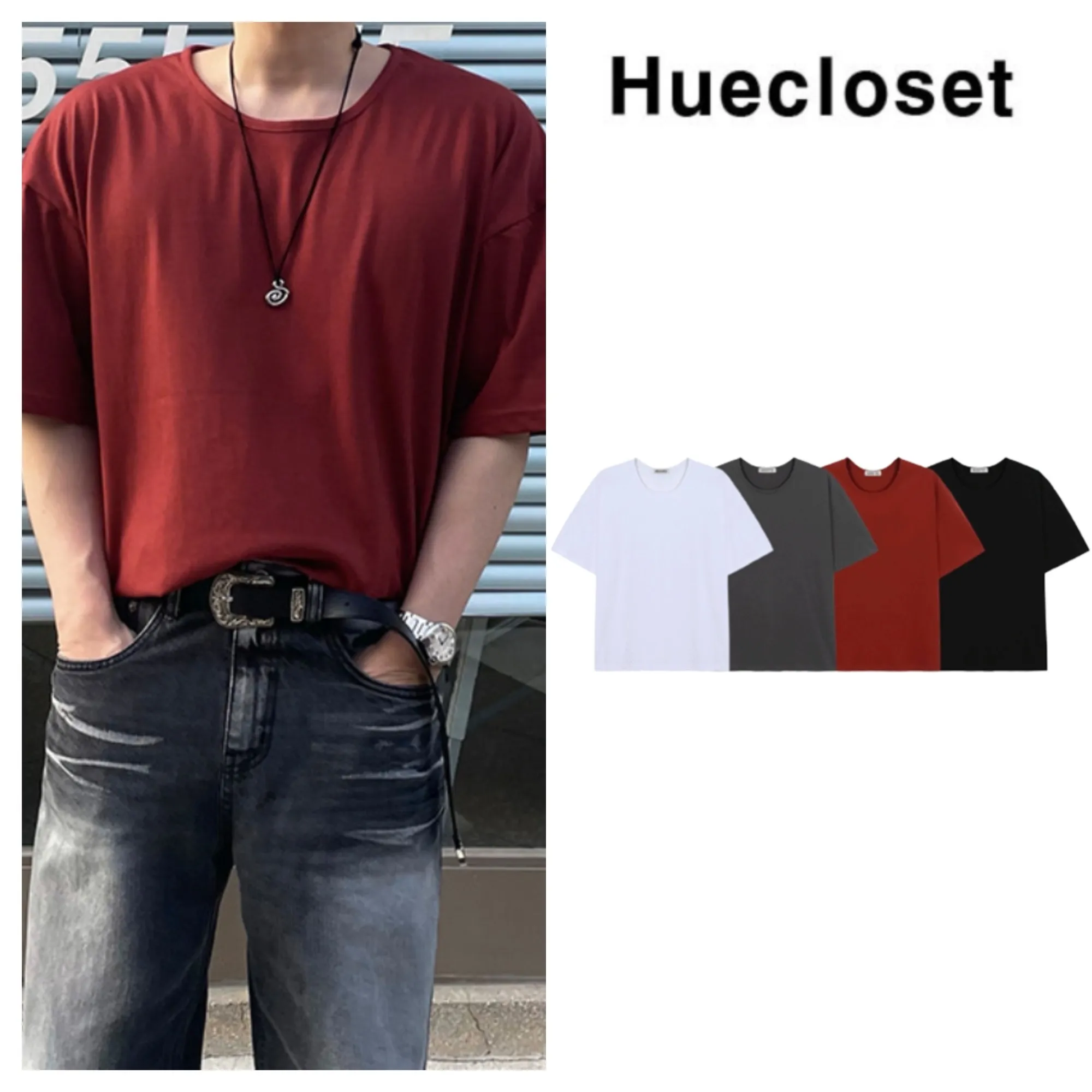 HUE  |Street Style Plain Cotton Short Sleeves T-Shirts