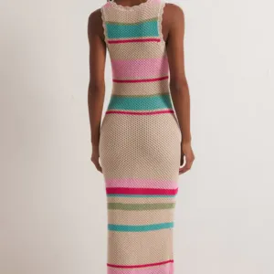 Ibiza Stripe Crochet Dress