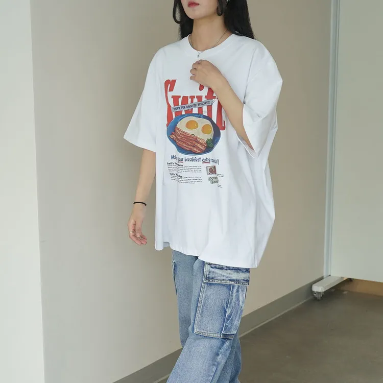 IONSEOUL  |Street Style U-Neck Cotton Logo T-Shirts