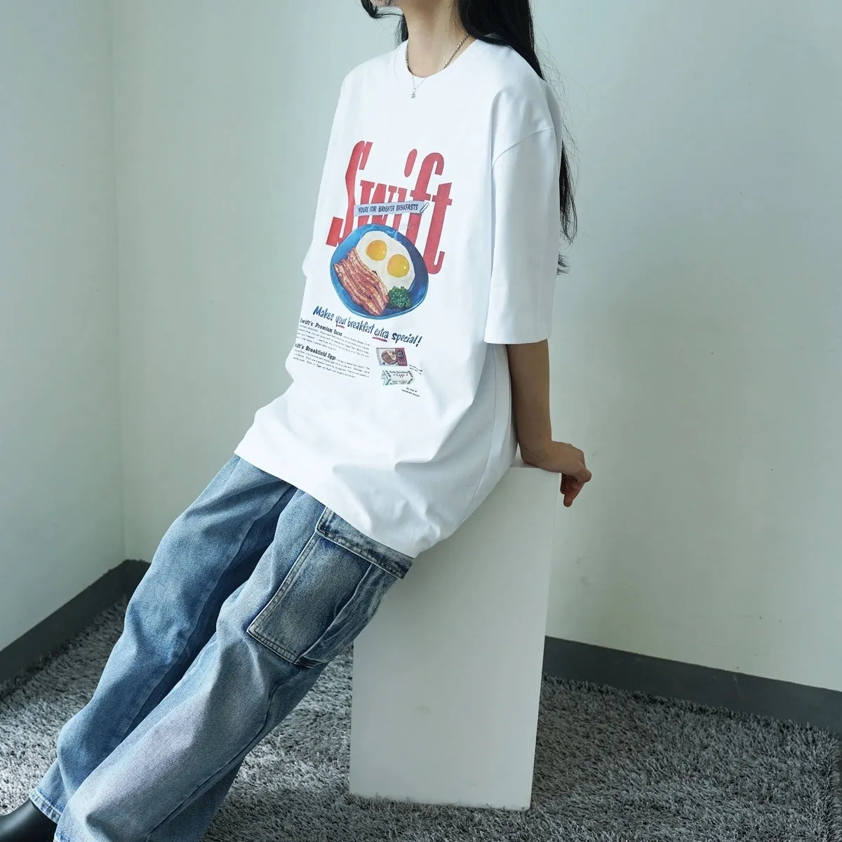 IONSEOUL  |Street Style U-Neck Cotton Logo T-Shirts