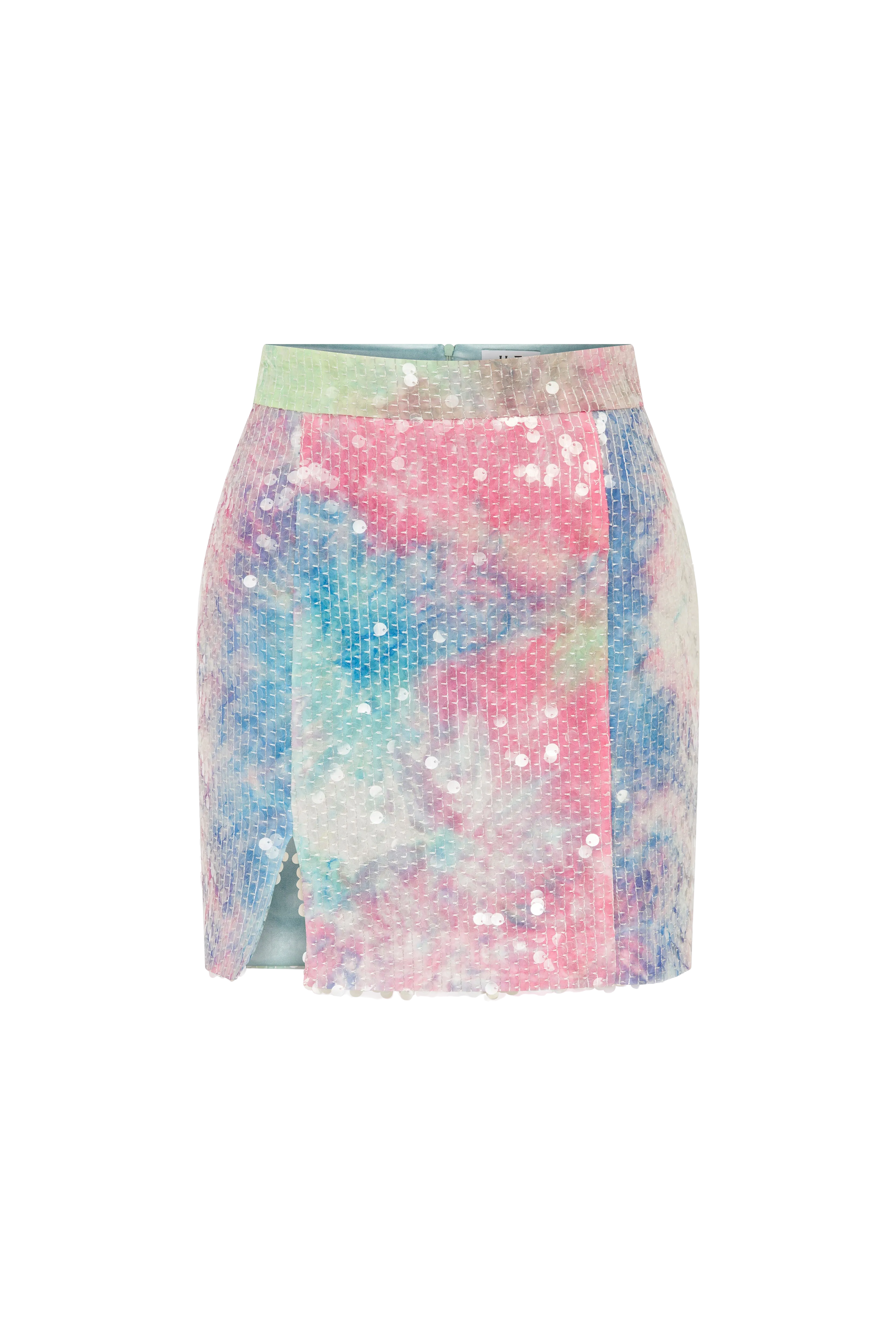 Janine - Silk Sequin Mini Skirt With Front Slit