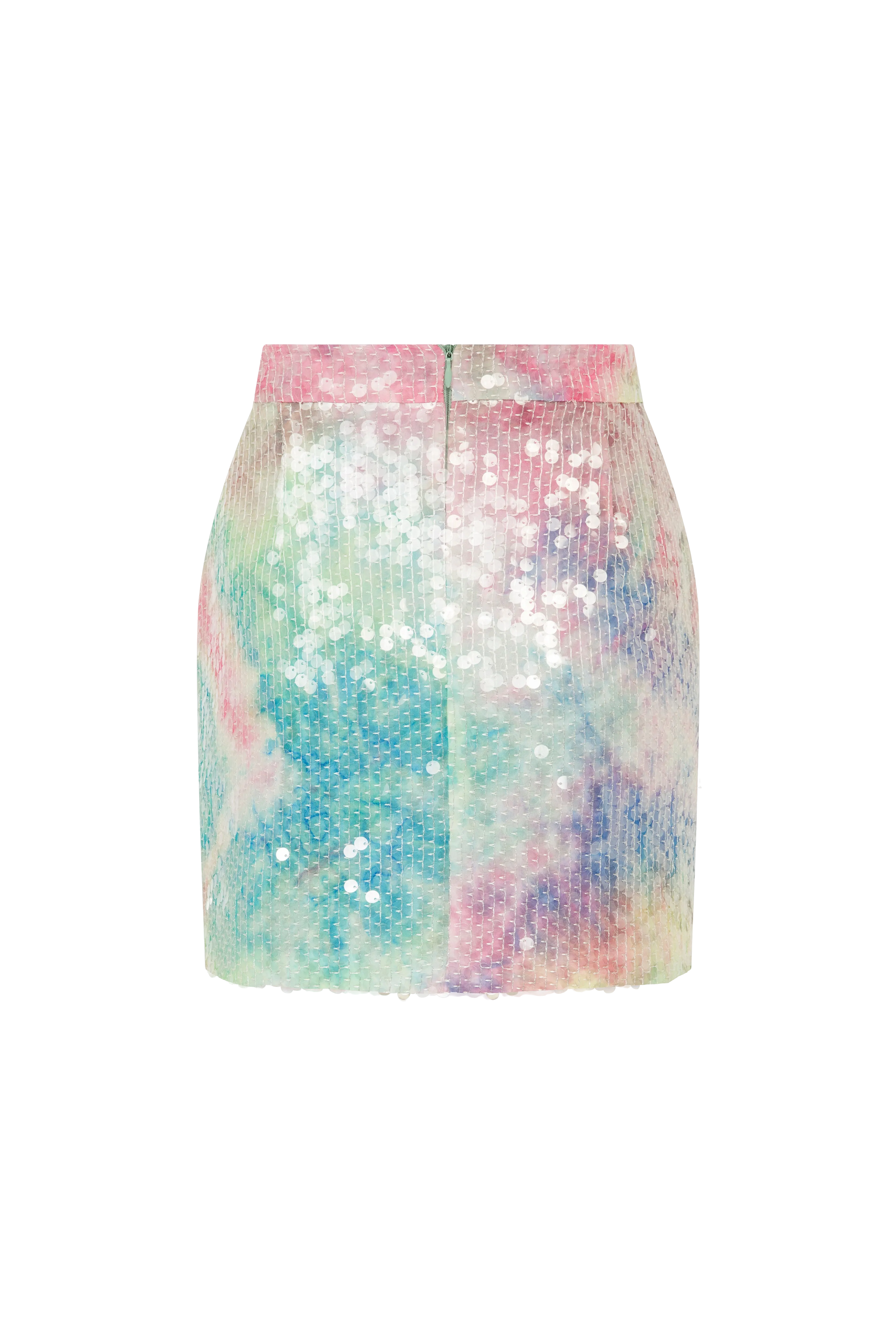 Janine - Silk Sequin Mini Skirt With Front Slit