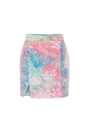 Janine - Silk Sequin Mini Skirt With Front Slit