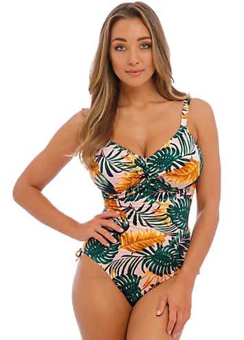 Jungle Falls Underwired Twist Front Swimsuit with Adjustable Leg by Fantasie | Look Again