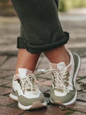 Khaki Athena Colour Block Trainers