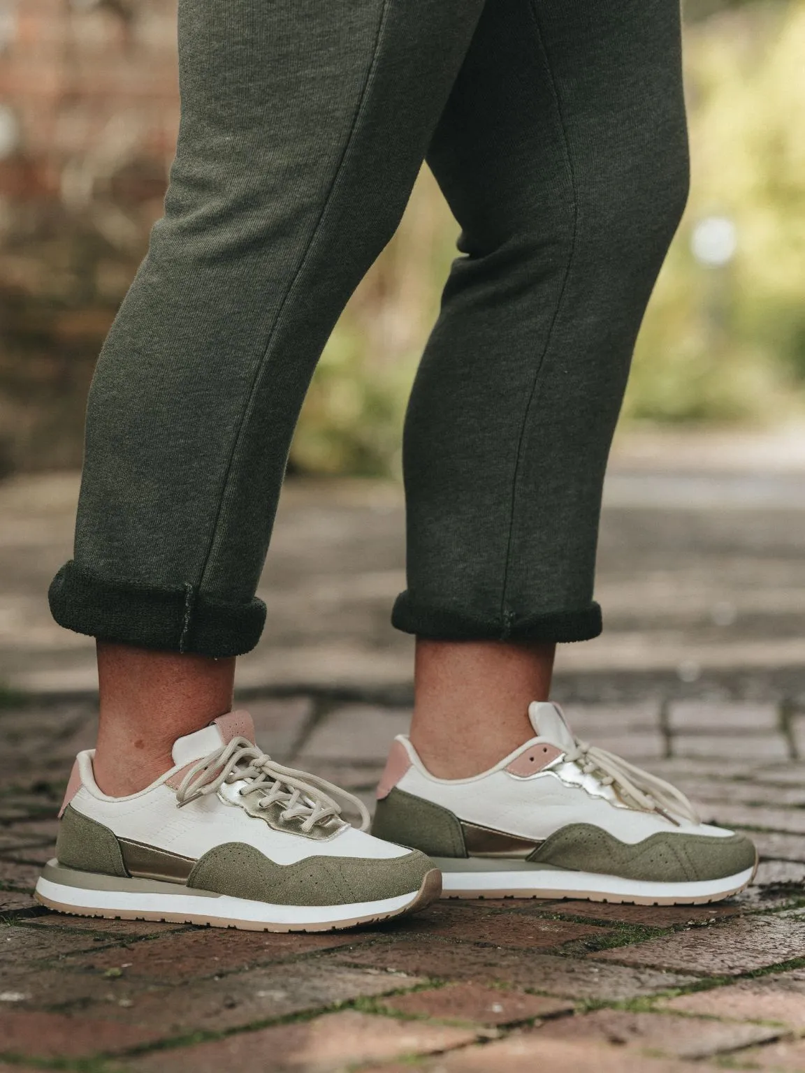 Khaki Athena Colour Block Trainers