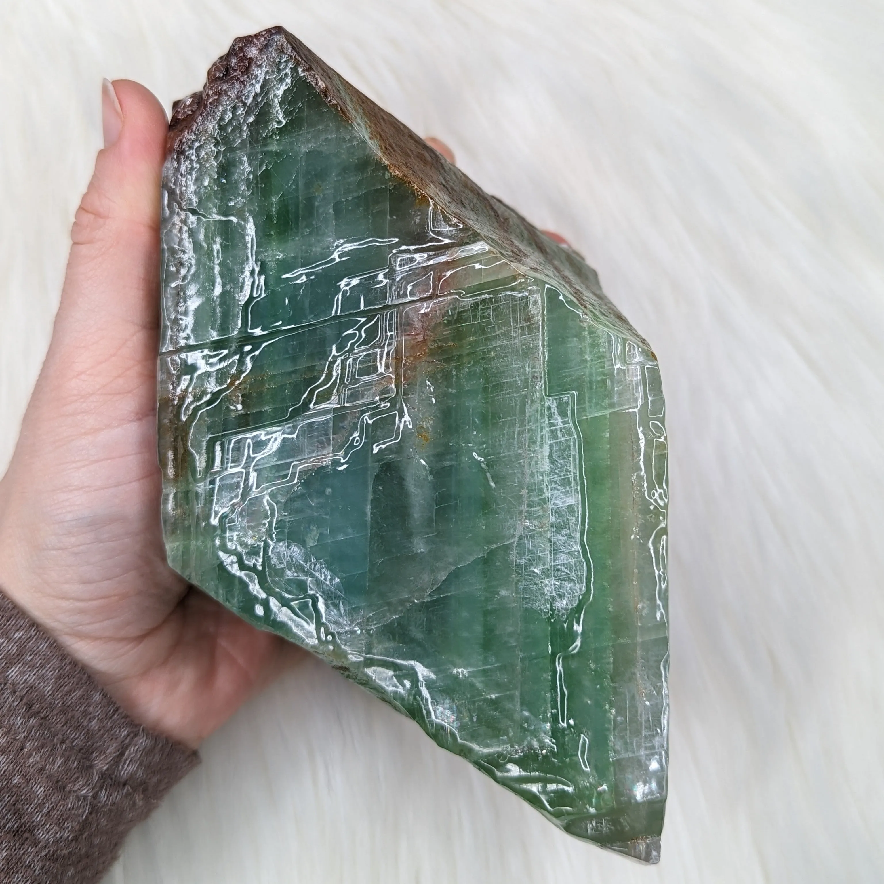 Large Green Calcite Display Specimen from Mexico ~ Beautiful Acid Wash Shine