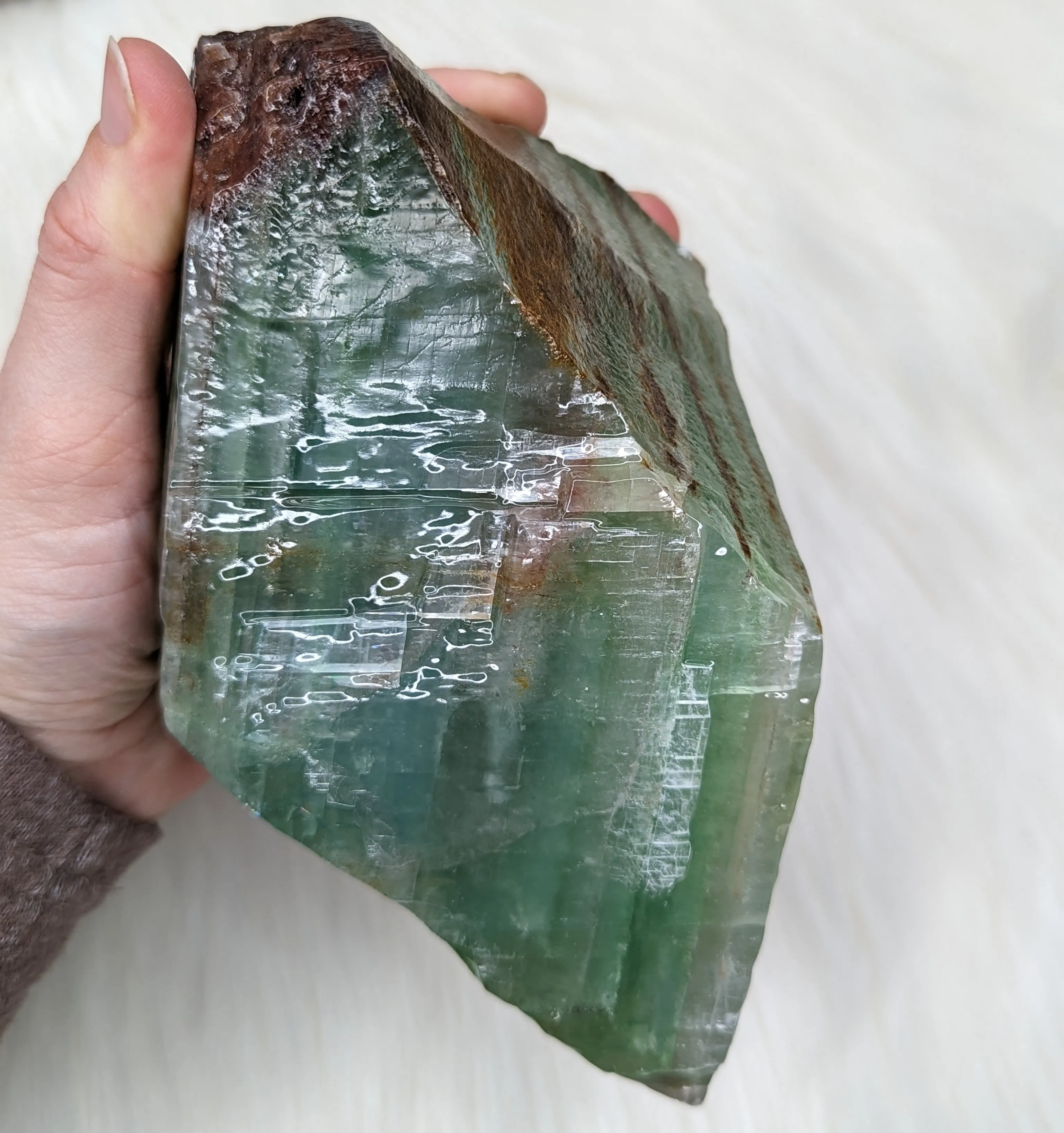 Large Green Calcite Display Specimen from Mexico ~ Beautiful Acid Wash Shine