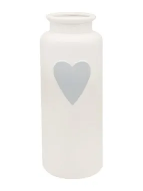 Large White Vase With Heart Decal