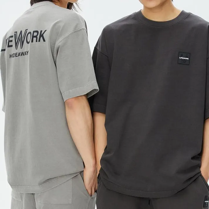 LifeWork Square Logo Patch Tee Charcoal Grey