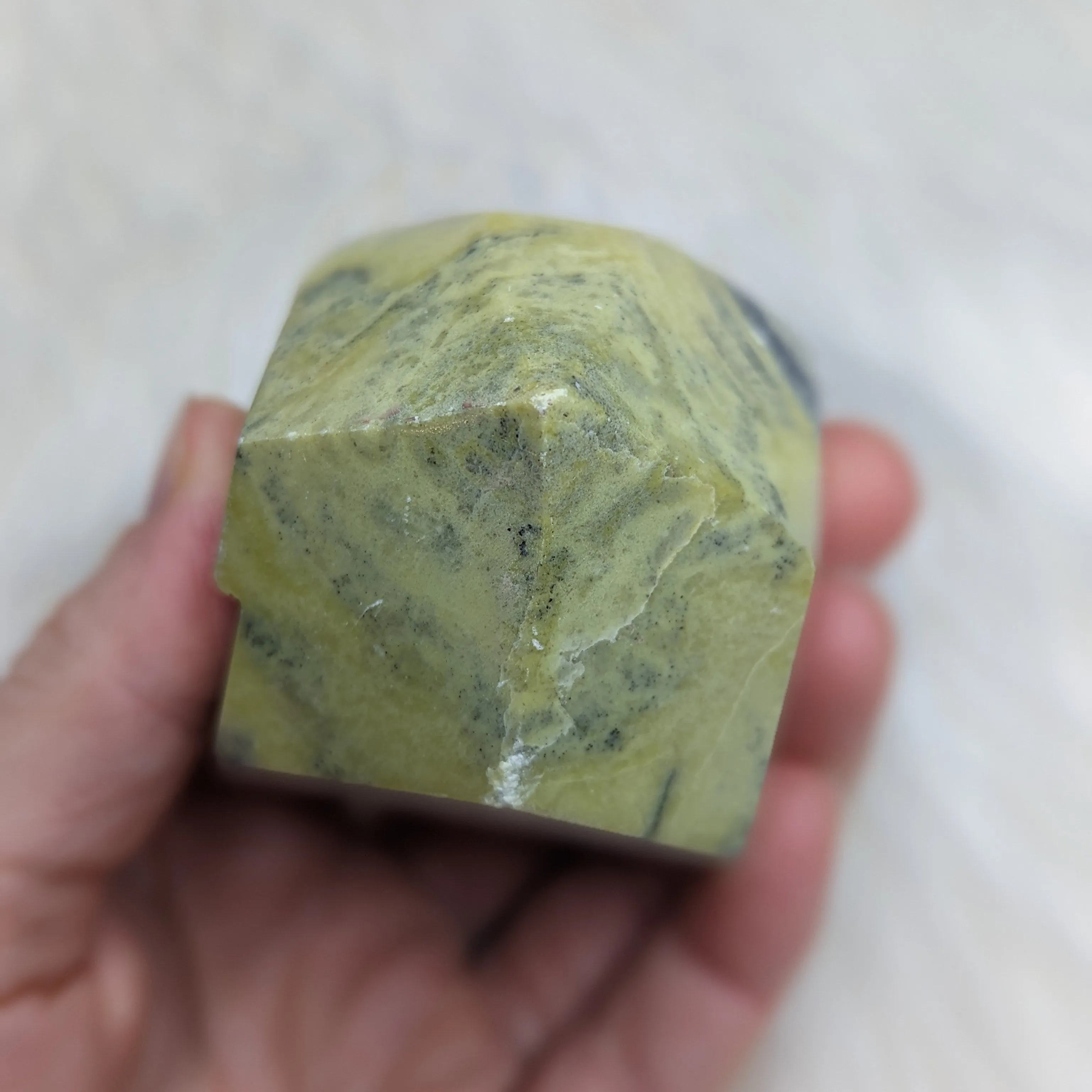 Lovely Green Serpentine Polished Point Carving (One)