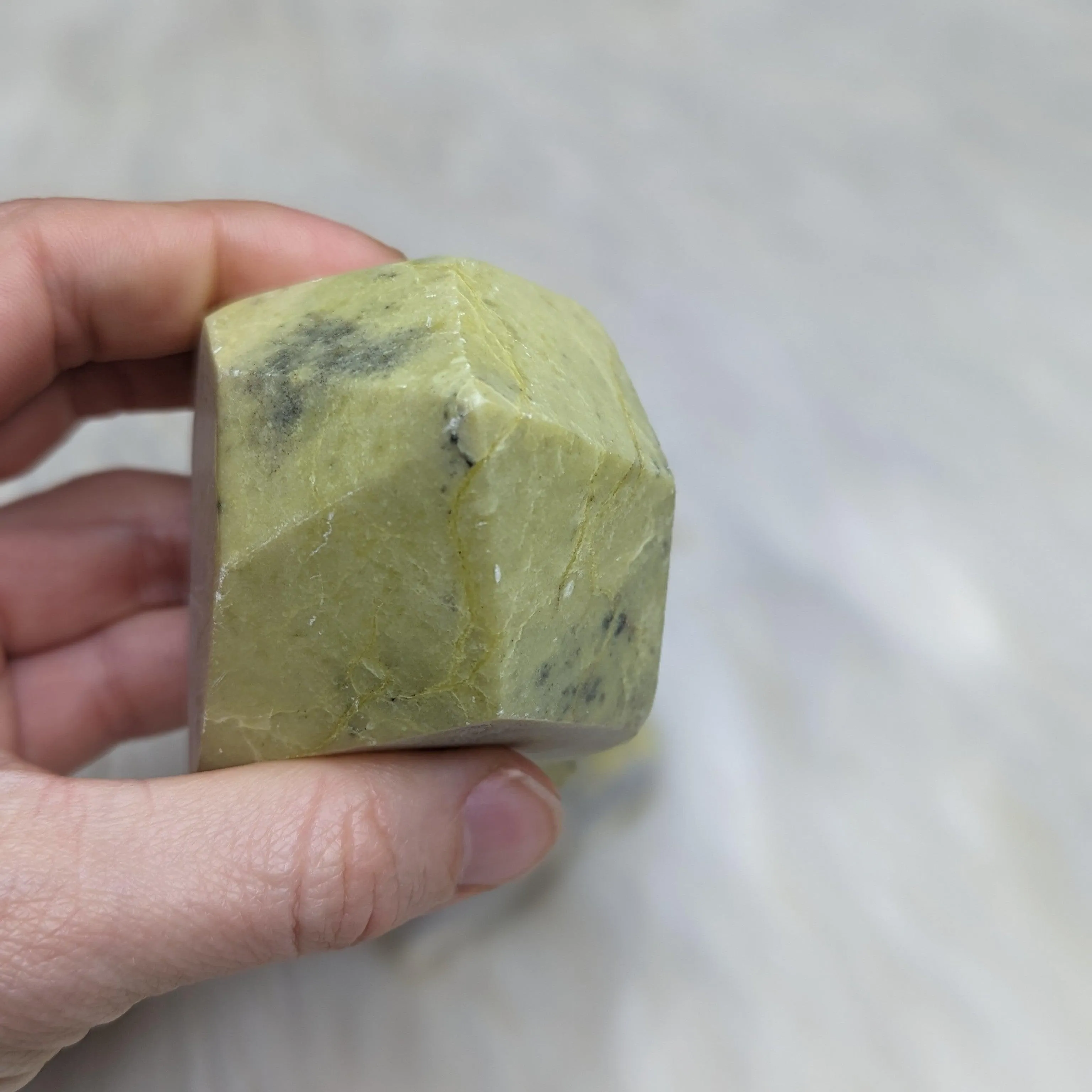 Lovely Green Serpentine Polished Point Carving (One)