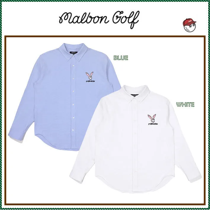 Malbon Golf  |Street Style Long Sleeves Plain Cotton Logo Shirts