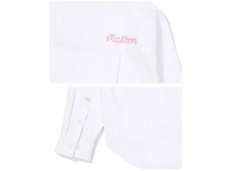 Malbon Golf  |Street Style Long Sleeves Plain Cotton Logo Shirts