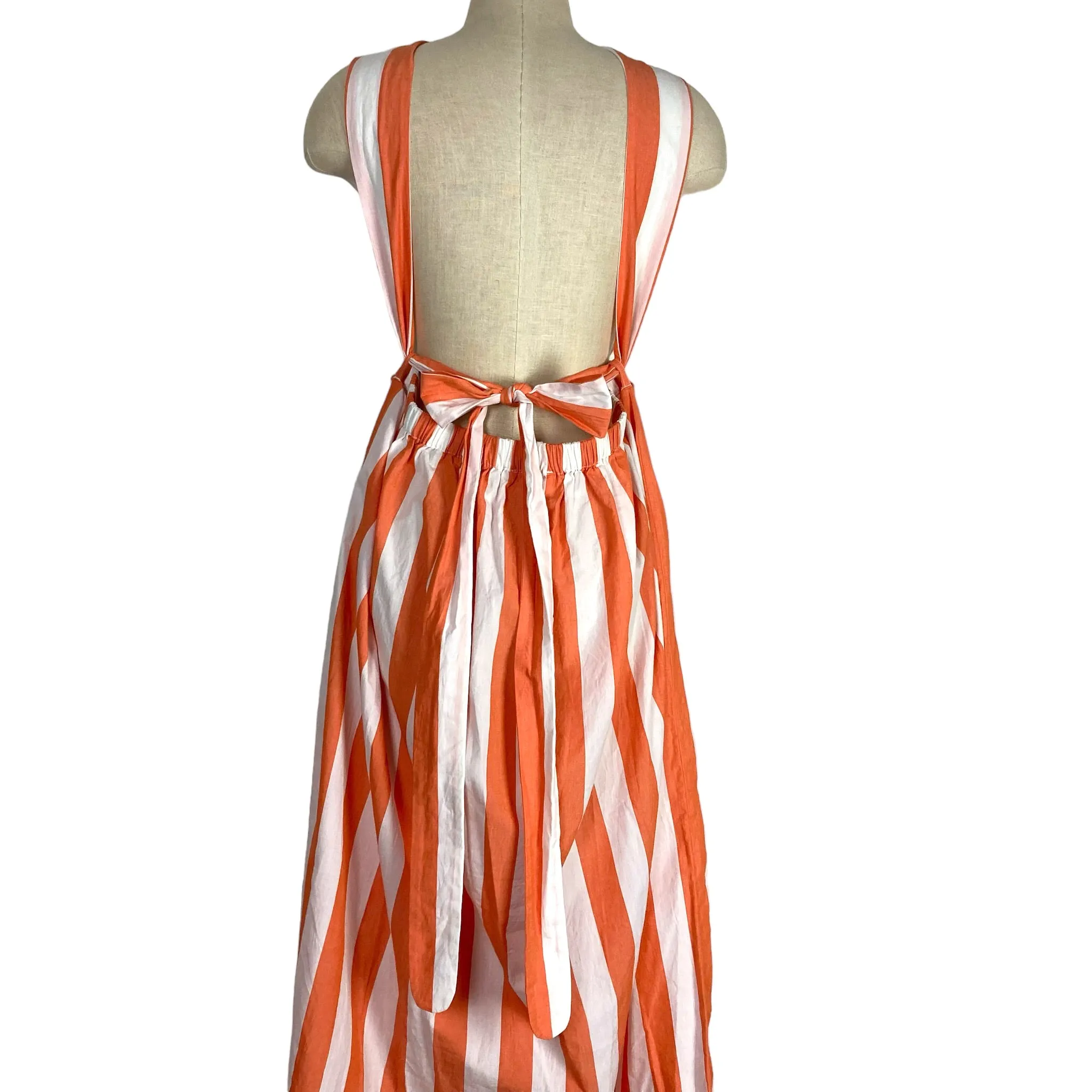 Mara Hoffman Swim Orange/White Stripe Cross Front with Cut Out and Back Tie Maxi Cover Up/Dress- Size L (see notes)