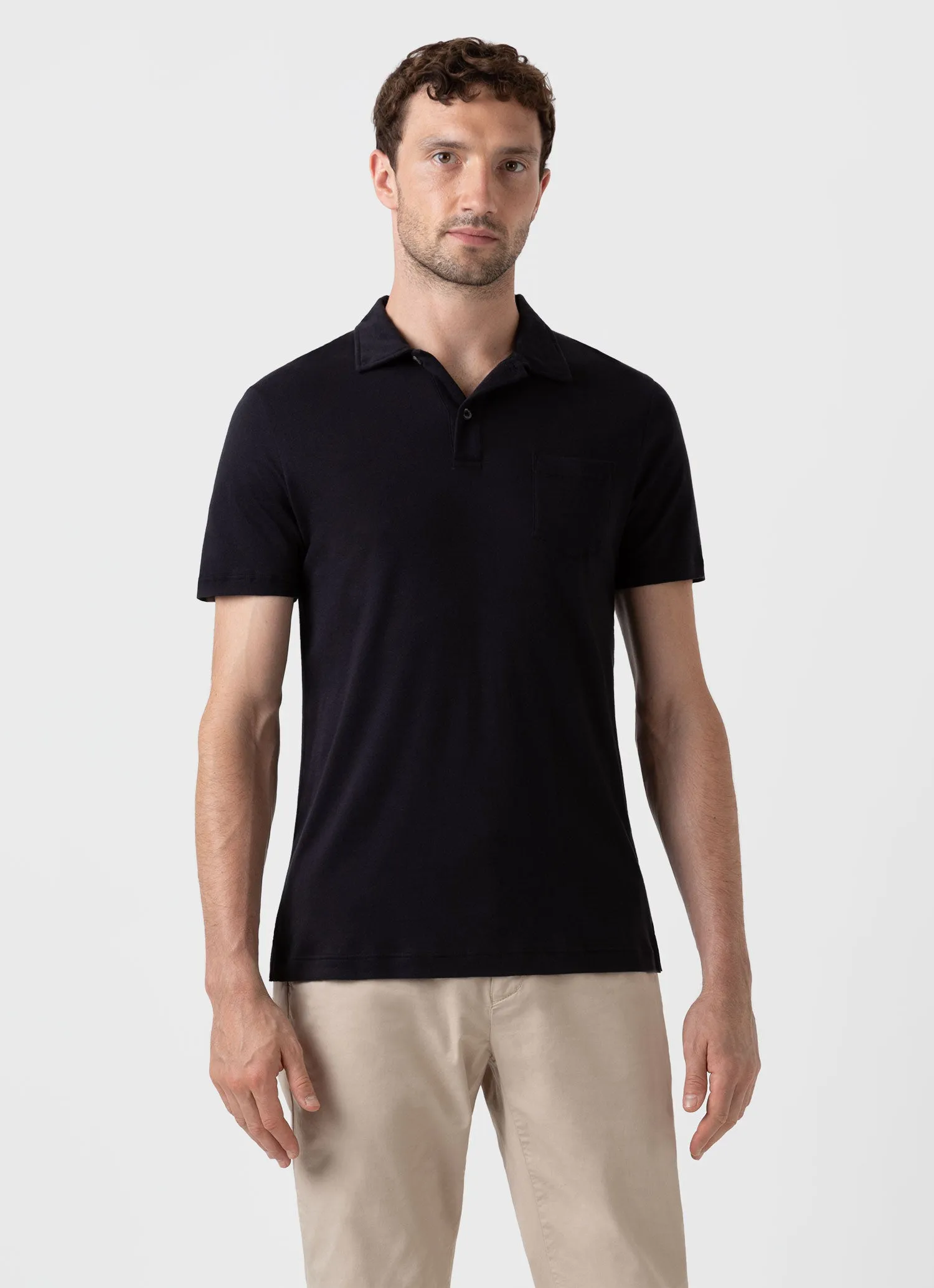 Men's Sea Island Cotton Riviera Polo Shirt in Black