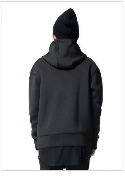 Men's Black Neoprene Hoodie with front pocket  