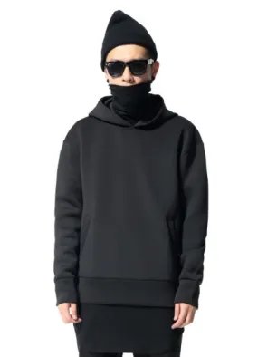 Men's Black Neoprene Hoodie with front pocket  