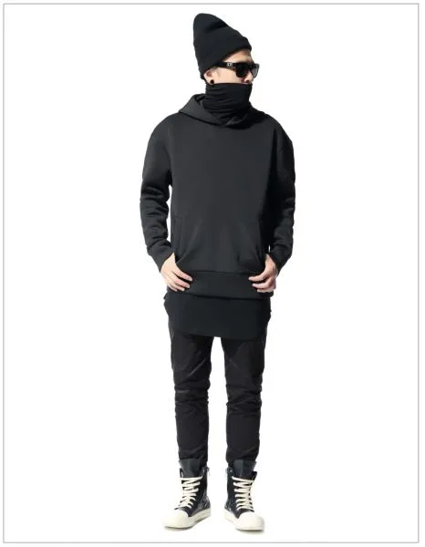 Men's Black Neoprene Hoodie with front pocket  