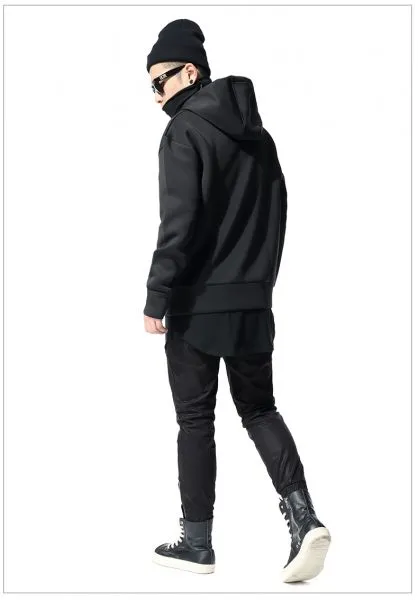 Men's Black Neoprene Hoodie with front pocket  