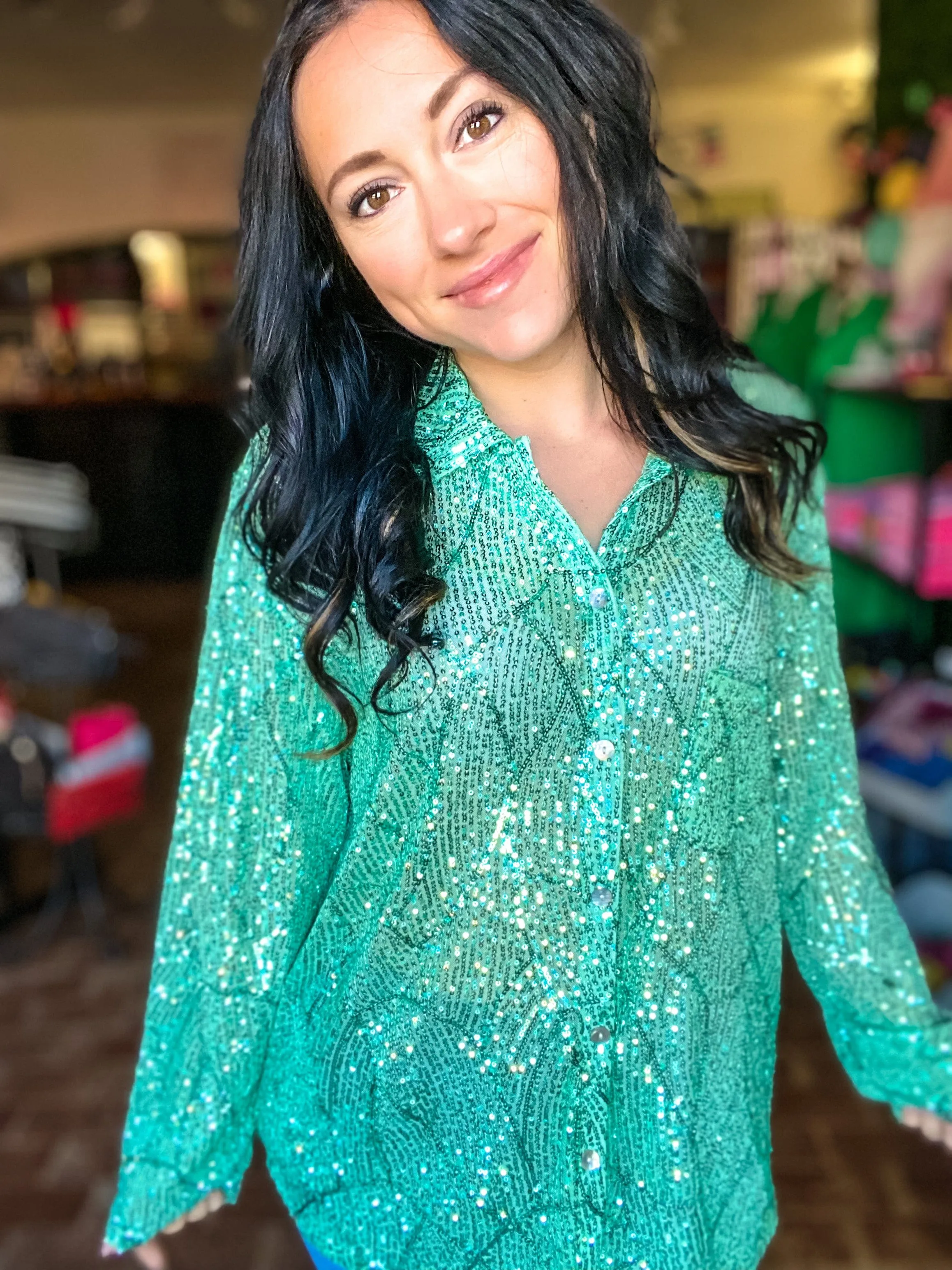 Minted Sequin Top