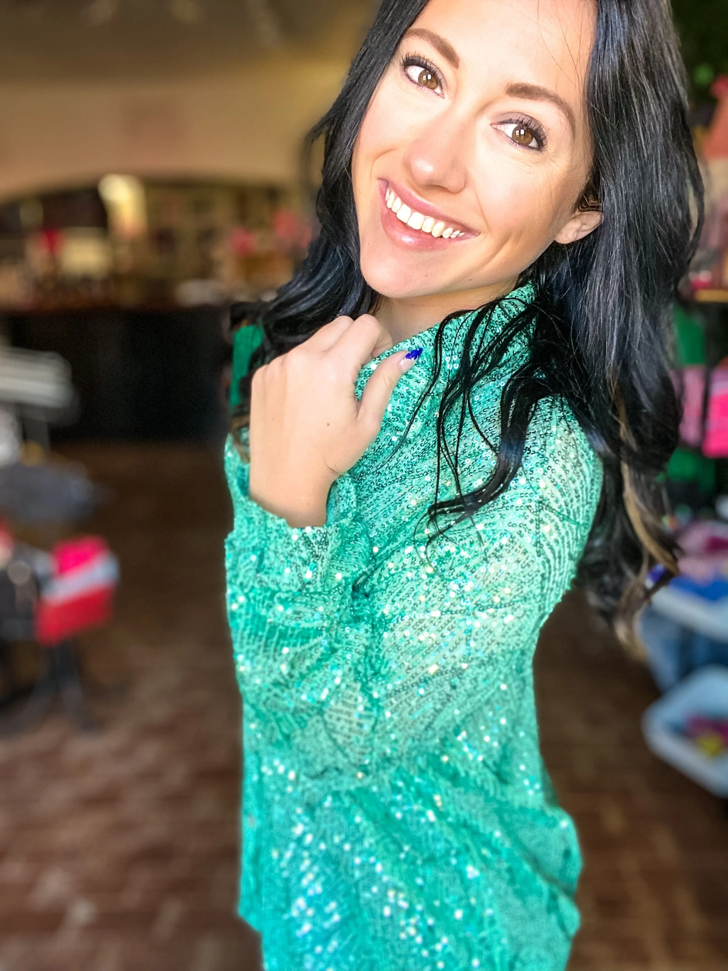 Minted Sequin Top