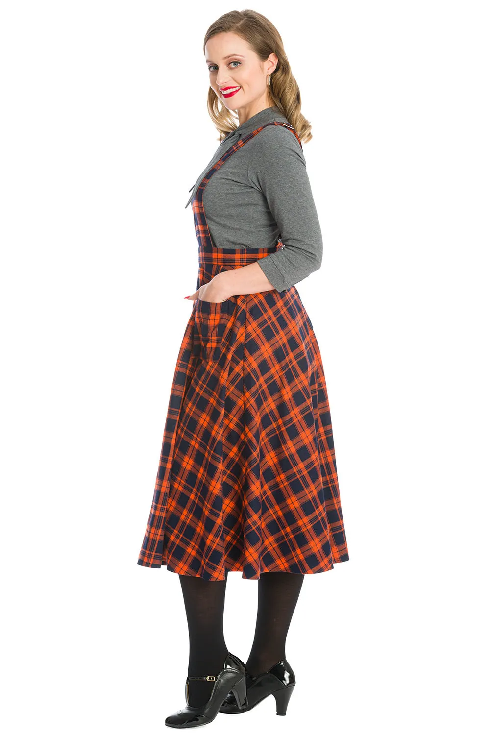 MISS SPOOK CHECK PINAFORE DRESS