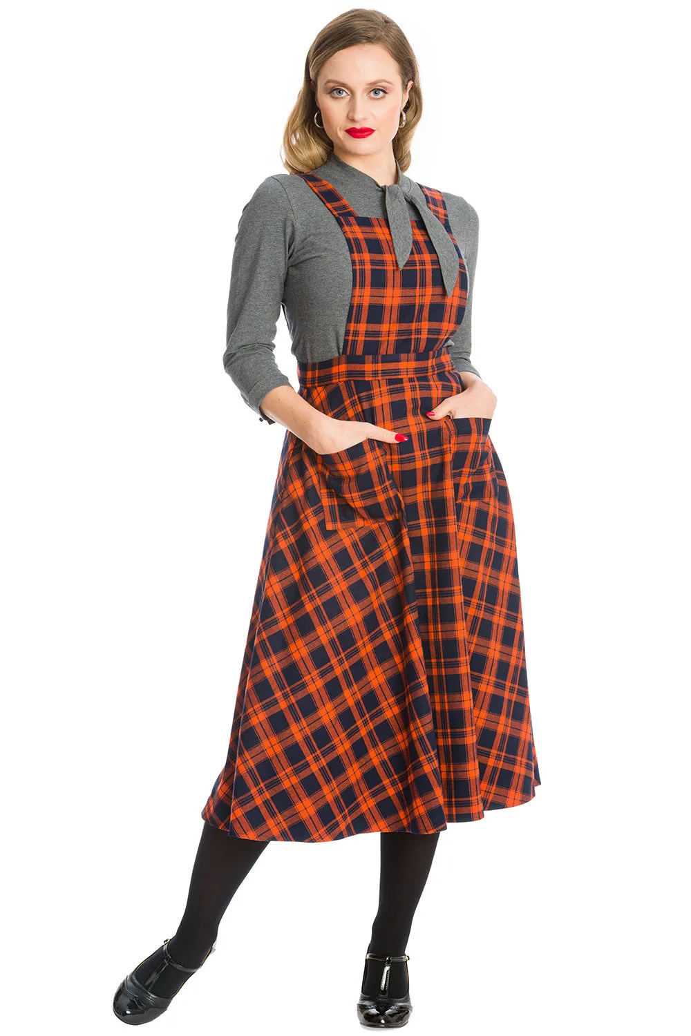 MISS SPOOK CHECK PINAFORE DRESS