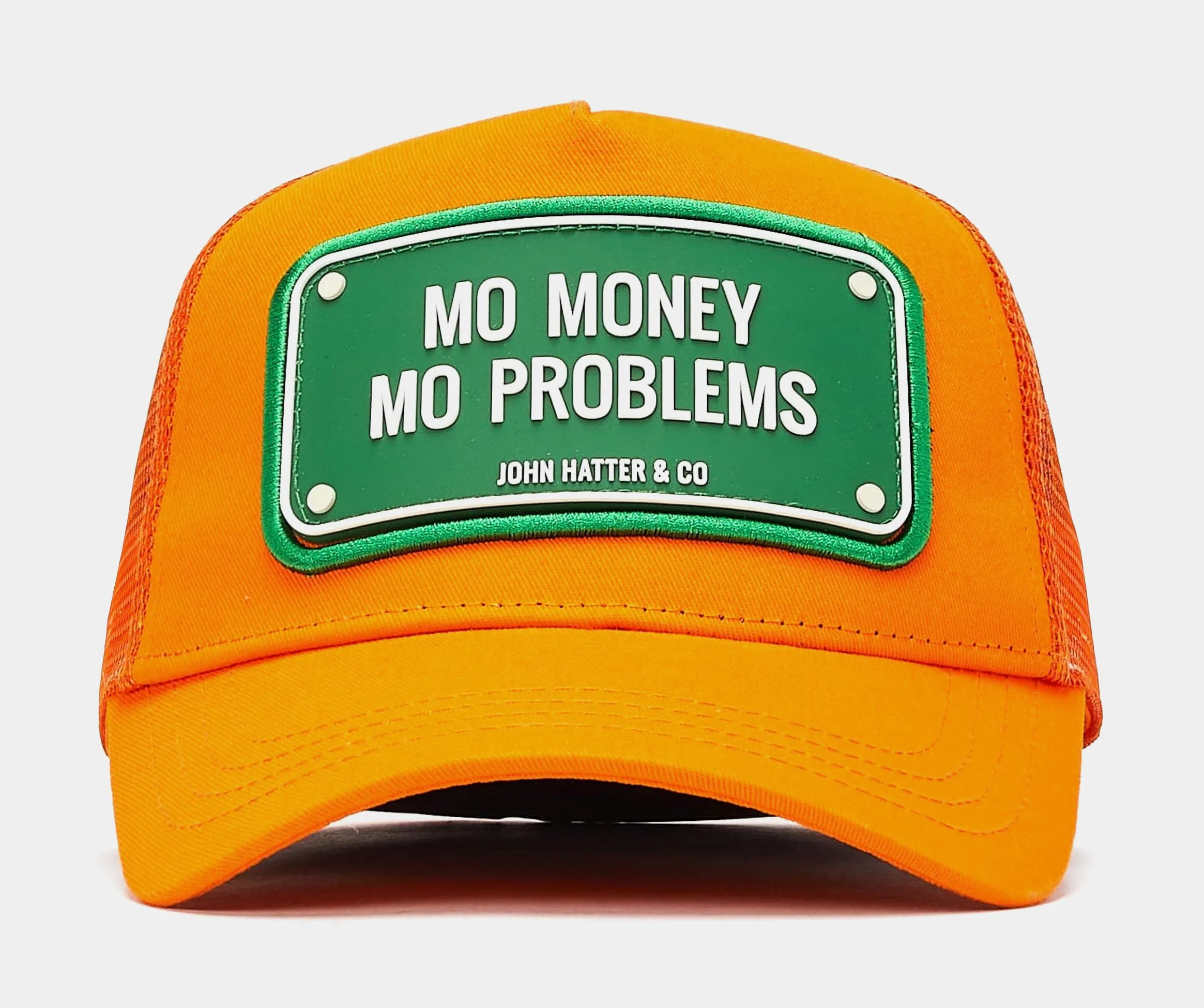 Mo Money Trucker Mens Hat (Orange/Green)