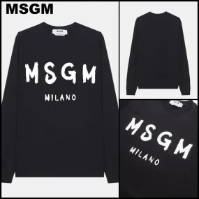 MSGM  |Street Style Long Sleeves Plain Logo Designers Sweatshirts