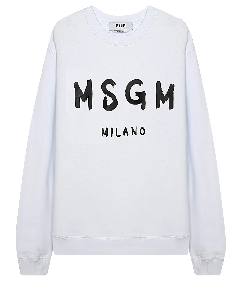 MSGM  |Street Style Long Sleeves Plain Logo Designers Sweatshirts