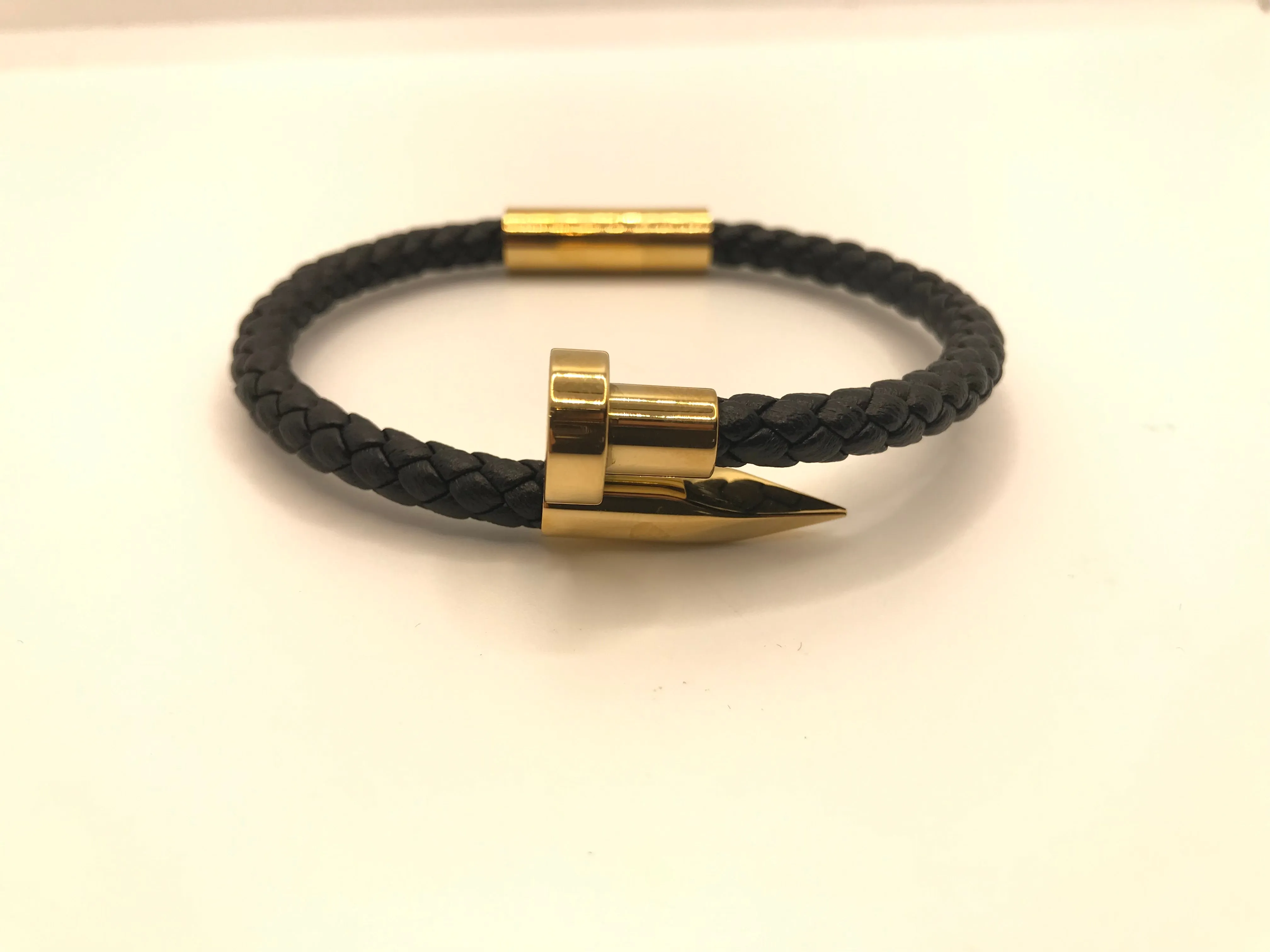 Nail design leather bracelet