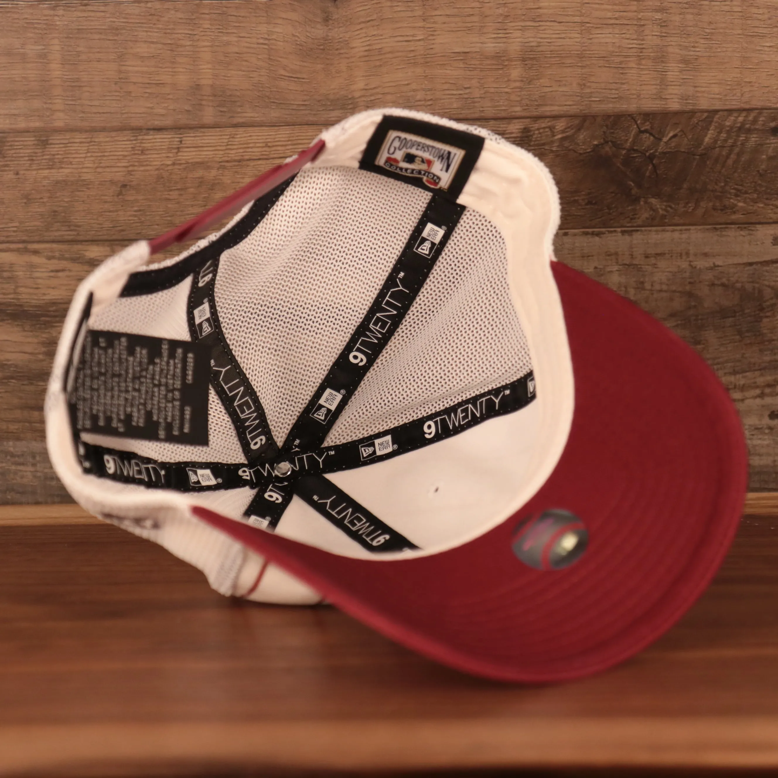 NEW ERA | PHILADELPHIA PHILLIES | PINSTRIPE |  GLITTER THROWBACK P | WOMENS 9TWENTY TRUCKER HAT | WHITE/MAROON | OSFM