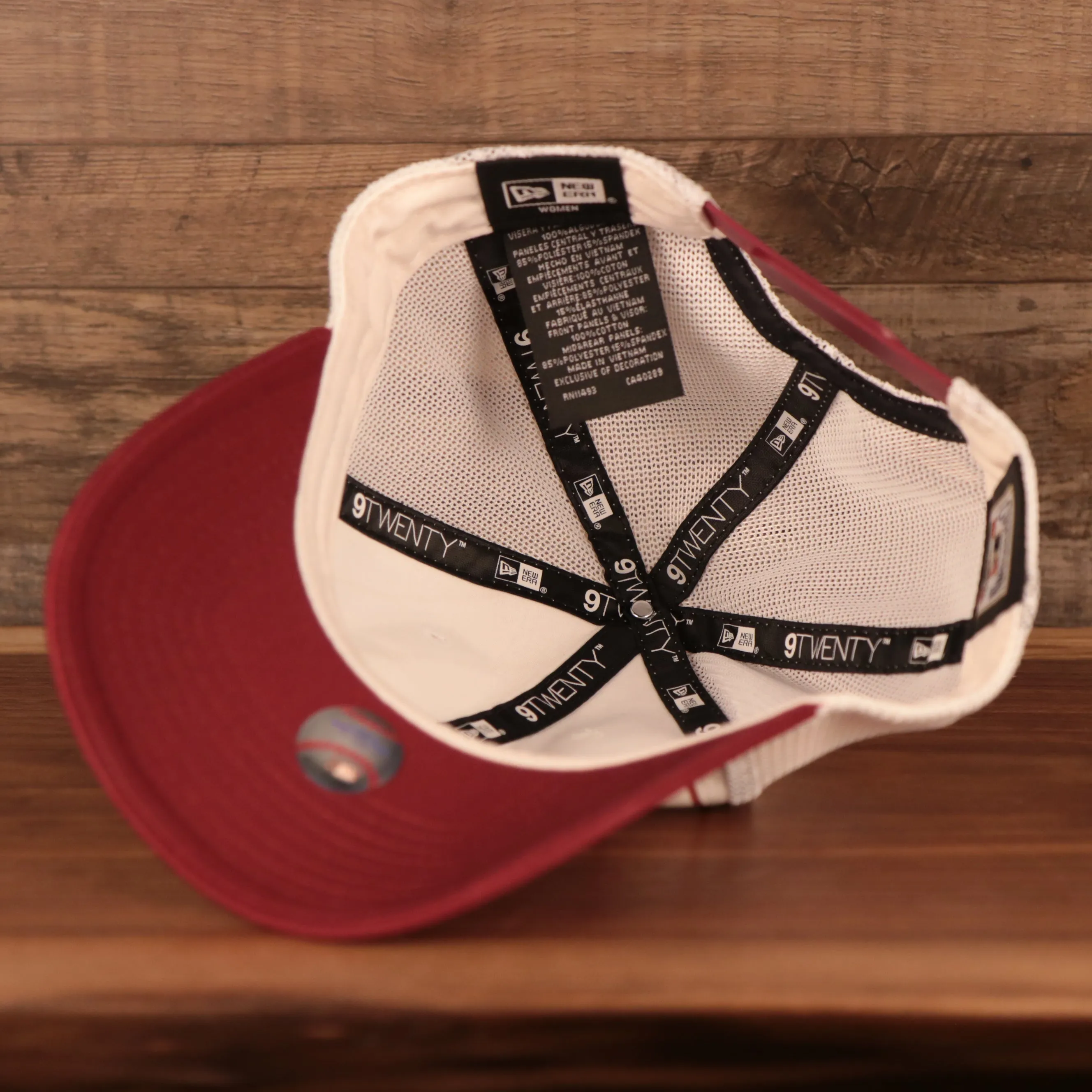 NEW ERA | PHILADELPHIA PHILLIES | PINSTRIPE |  GLITTER THROWBACK P | WOMENS 9TWENTY TRUCKER HAT | WHITE/MAROON | OSFM