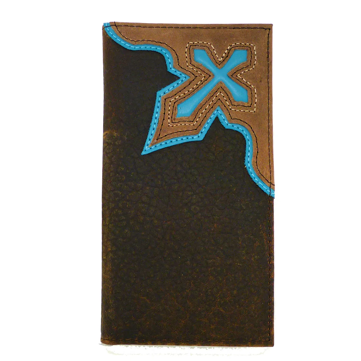 Nocona Western Mens Wallet Checkbook Cover Rodeo Bold Blue Cross