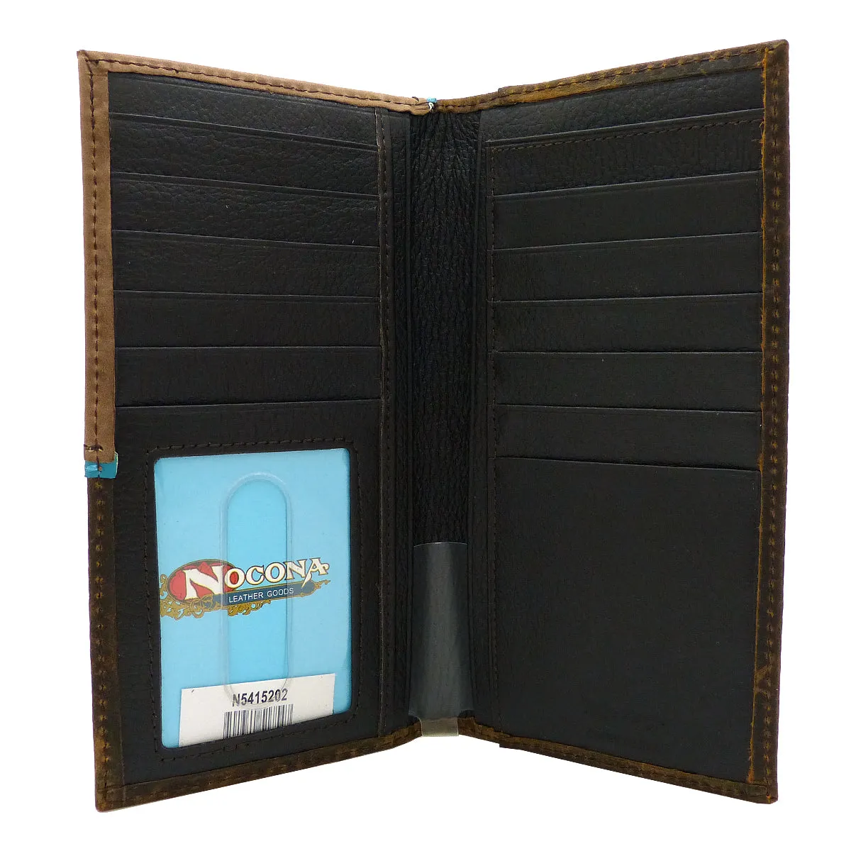 Nocona Western Mens Wallet Checkbook Cover Rodeo Bold Blue Cross