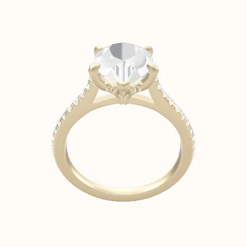 Pave Cathedral Engagement Ring With Front set gallery Head