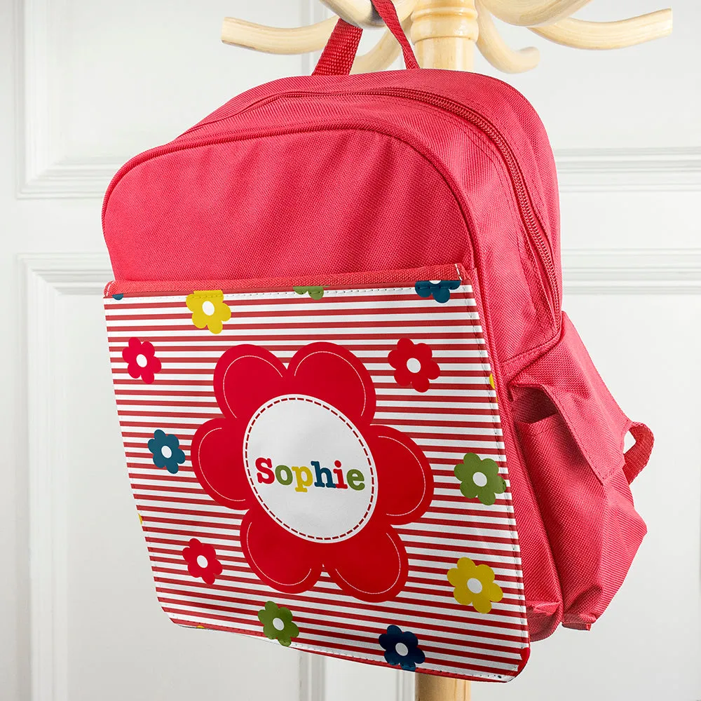 Personalised Girl's Floral Rucksack