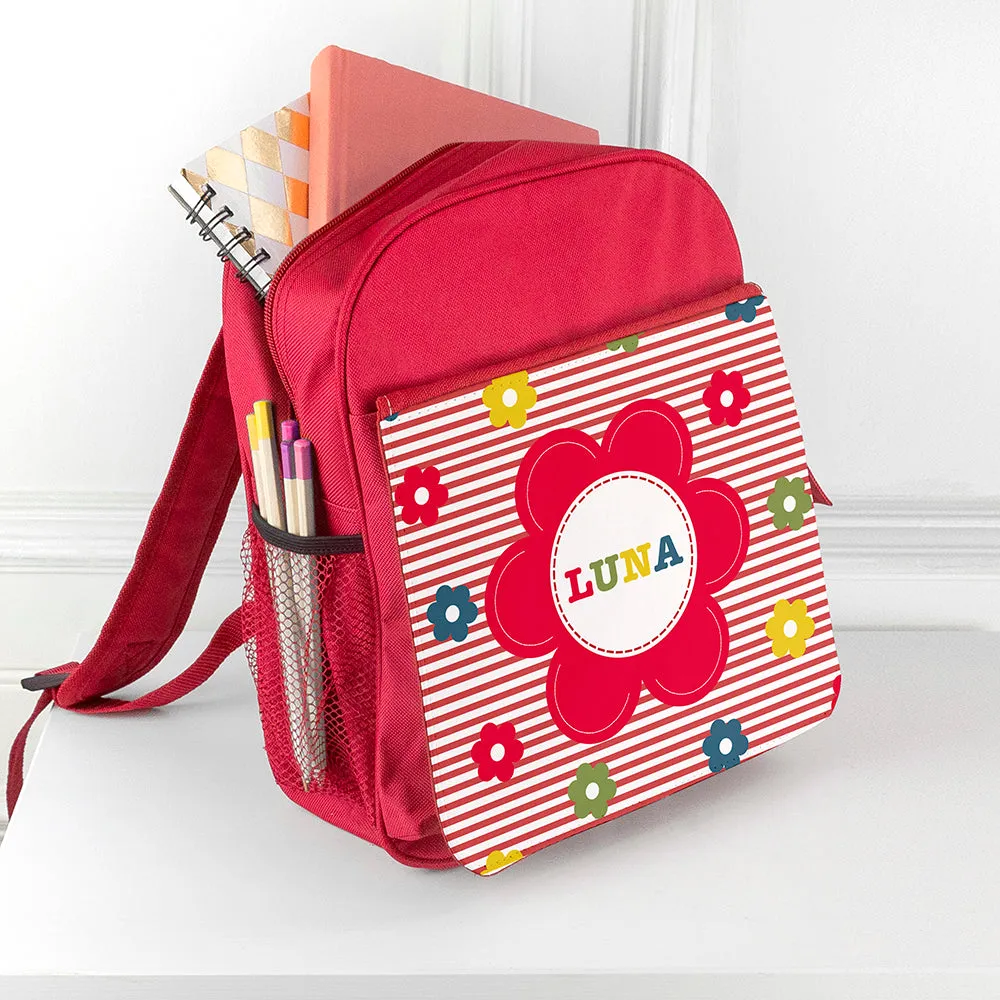 Personalised Girl's Floral Rucksack