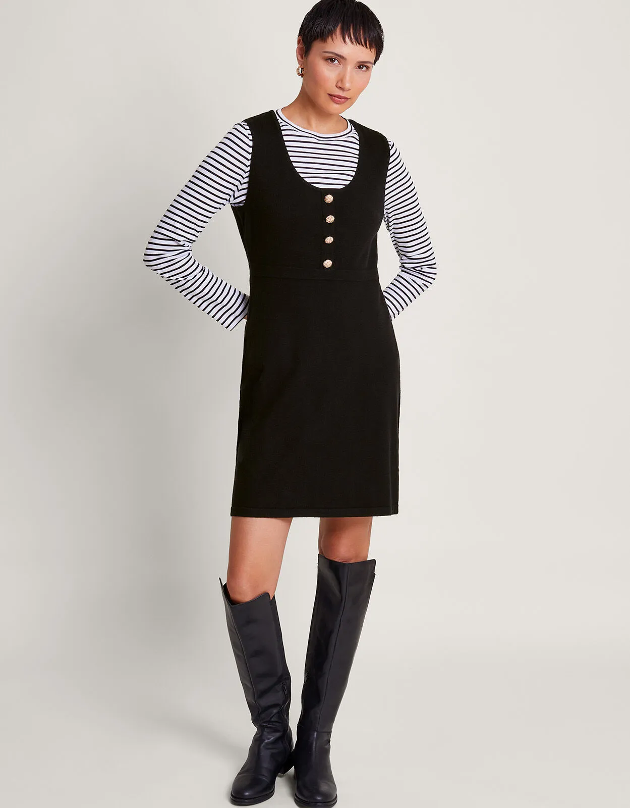 Phene Pinafore Dress Black