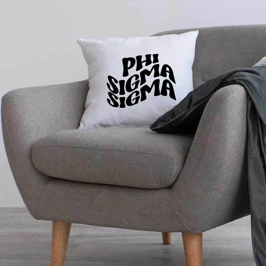 Phi Sigma Sigma Greek Mod Design on a Sorority Throw Pillow Cover for Dorm Room or Apartment Decor