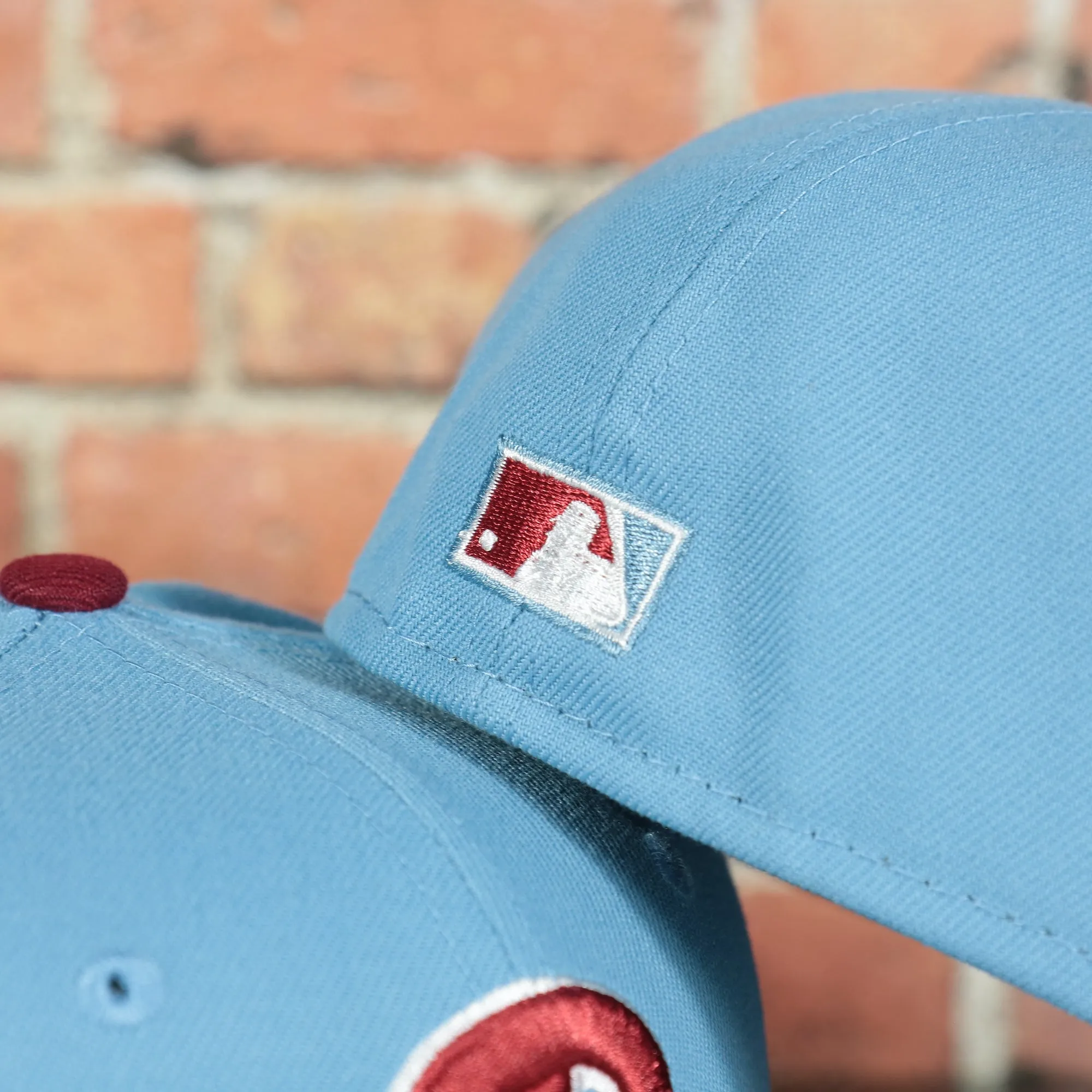 Philadelphia Phillies 2008 World Series Side Patch Cooperstown Pink Bottom 59Fifty Fitted Cap | Sky Blue