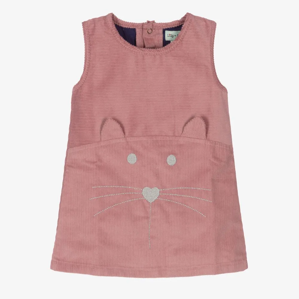 Pink Corduroy Pinafore Dress