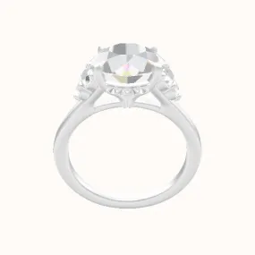 Plain Band with Round Sidestone Trio Engagement Ring With Front set gallery Head