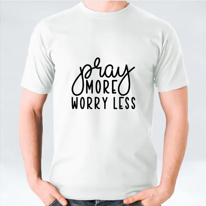 Pray More Worry Less T-shirt - White/Black/Maroon